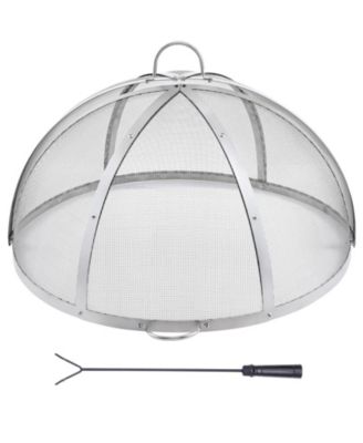Firepit Spark Screen Lid, Stainless Steel Ring Cover with Handles