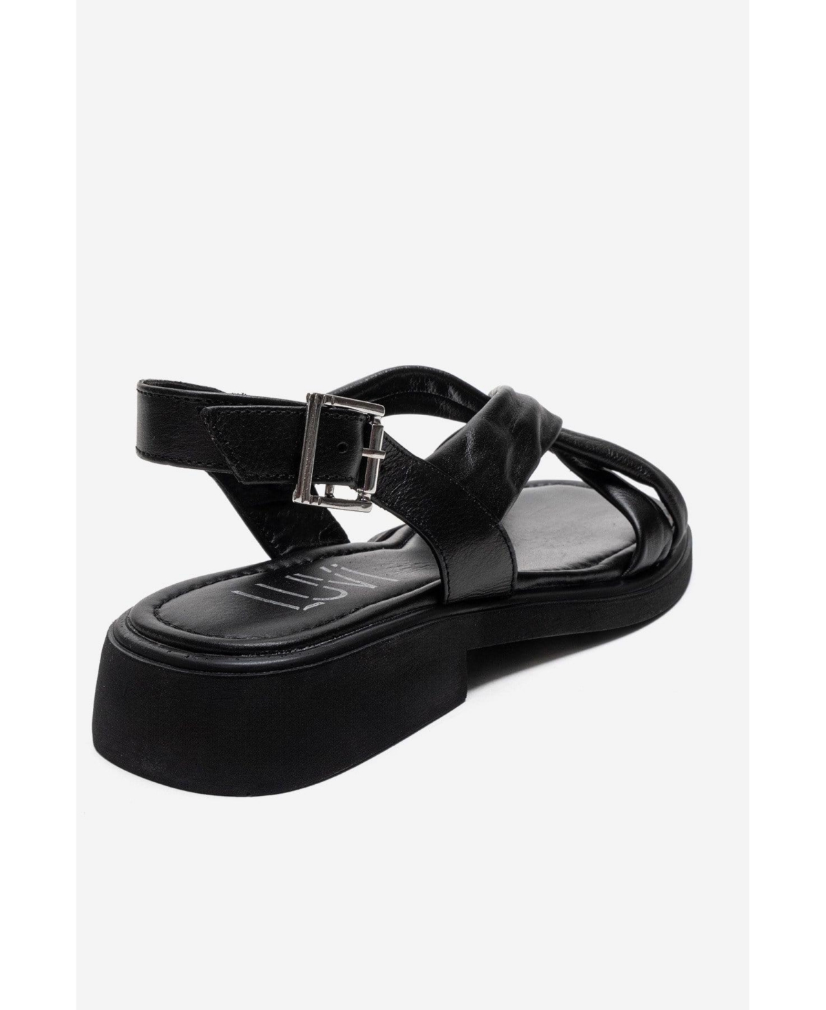 Forever & Always Shoes Women's Frand Leather Crisscross Strap Sandal
