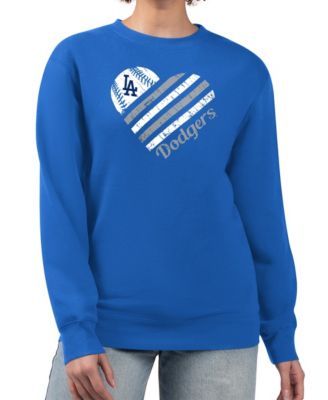 Women's Royal Los Angeles Dodgers Heart Logo Fleece Pullover Sweatshirt