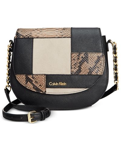Calvin Klein Saffiano Leather Saddle Crossbody Bag - Handbags & Accessories - Macy&#39;s