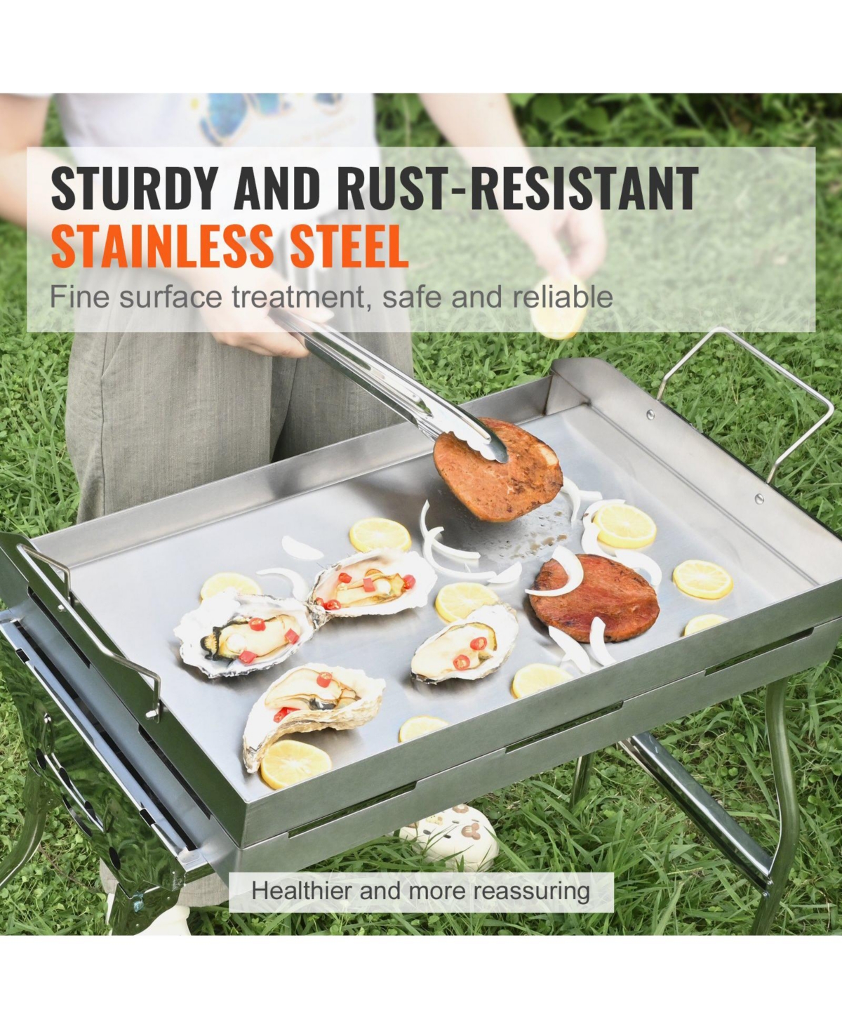 Cozito Stove Top Griddle, Stainless Steel Double Burner Pan with Oil Groove