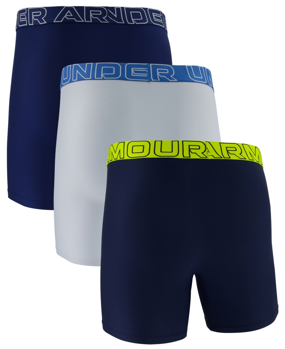 Under Armour Men's Performance Tech Mesh Solid 6" Boxer Briefs, 3-pack In Blue
