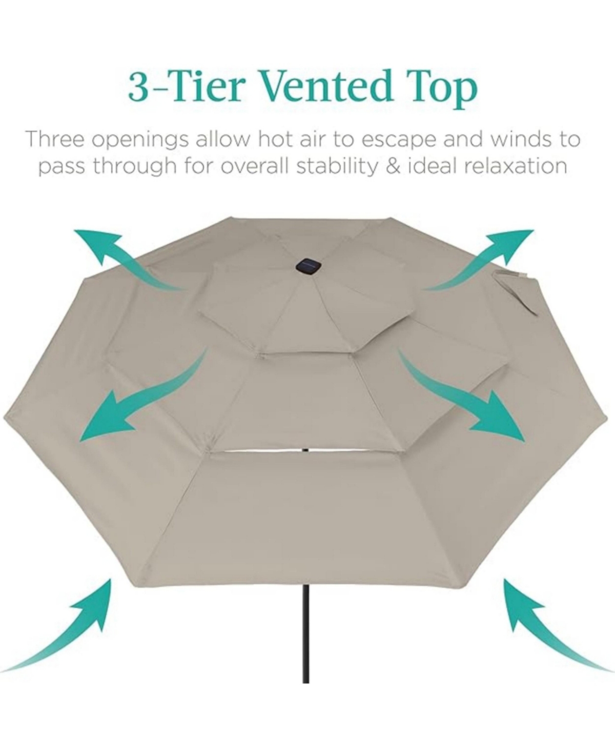 Yiortwo 9.5 Feet Solar Patio Umbrella with Led Lights Tilt Crank UV50+ Outdoor