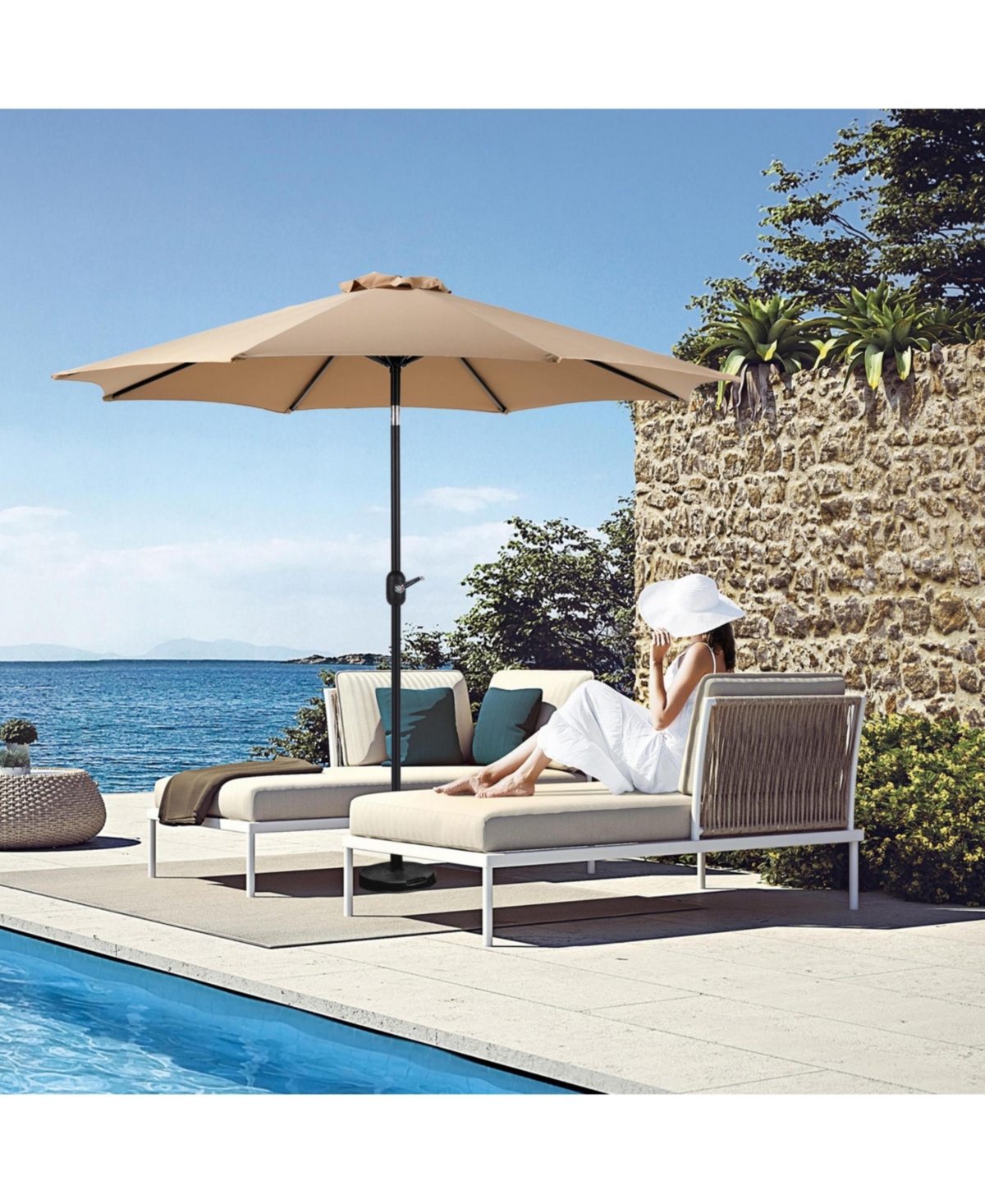 Yiortwo 10 Ft Patio Umbrella Market with Tilt Crank Uv Protection