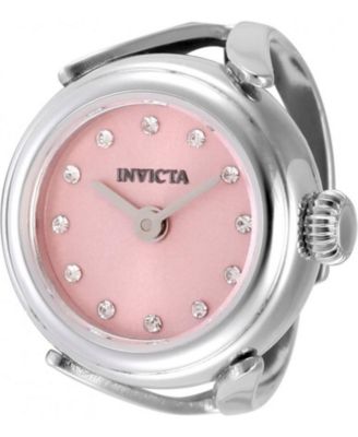 Women's 49072 Mini Ring Watch Quartz 2 Hand Pink Dial Watch