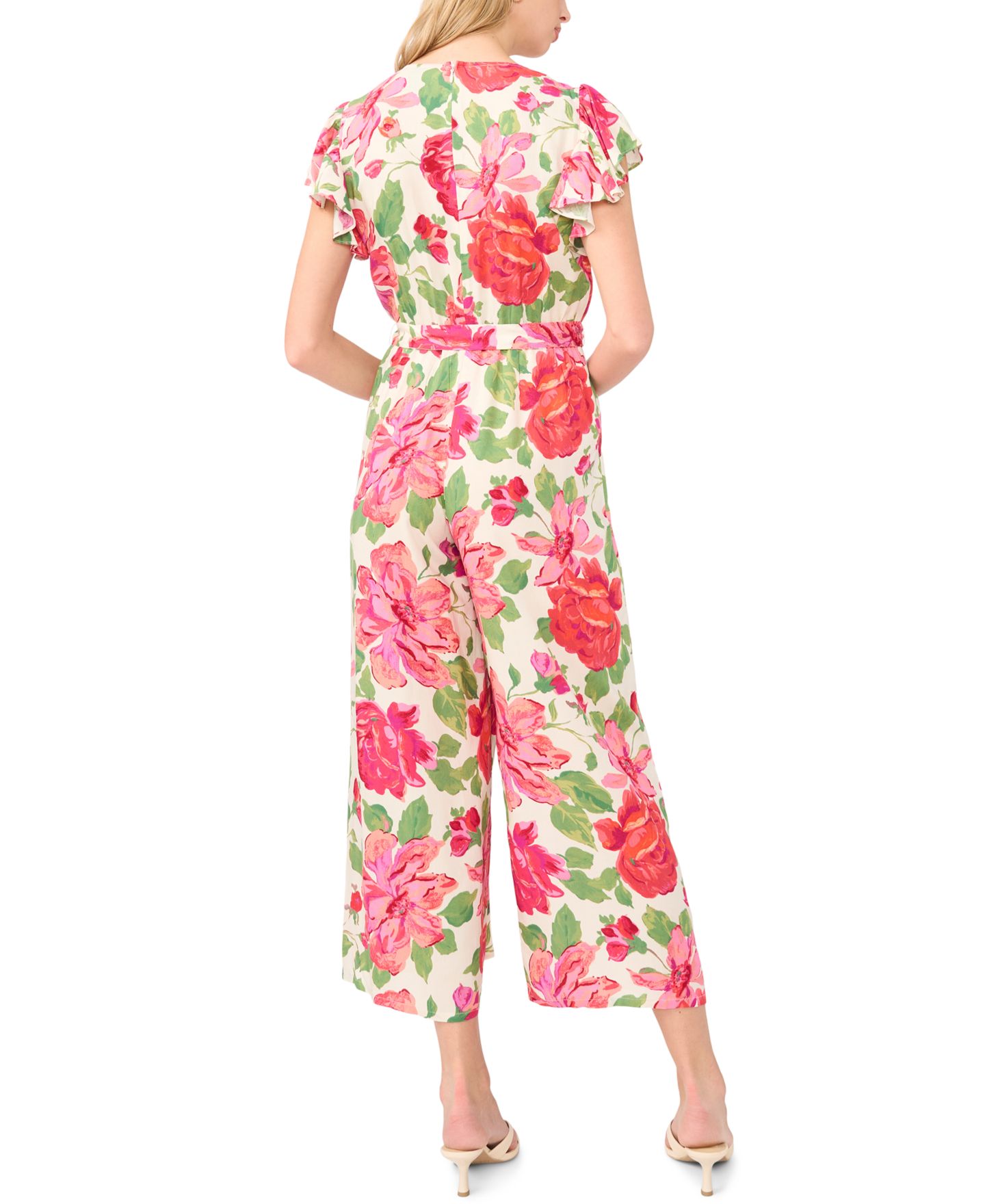 Женский комбинезон Sam & Jess V-Neck Flutter-Sleeve Wide-Leg Jumpsuit, цвет: Фуксия красный — фото 5