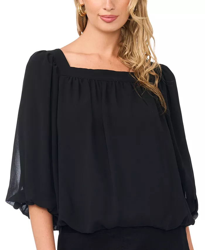 Women's Square Neck Bubble Blouse - thumbnail 6