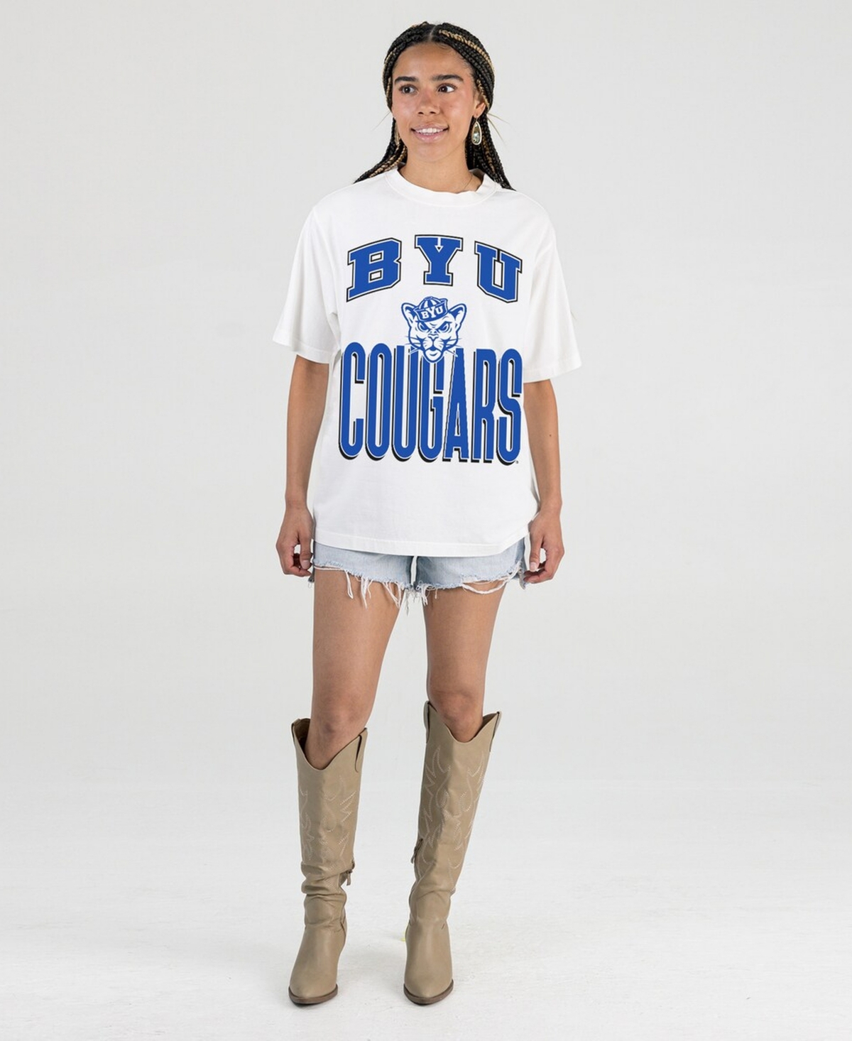Gameday Couture Women's White Byu Cougars Oversized Fierce Focus T-Shirt