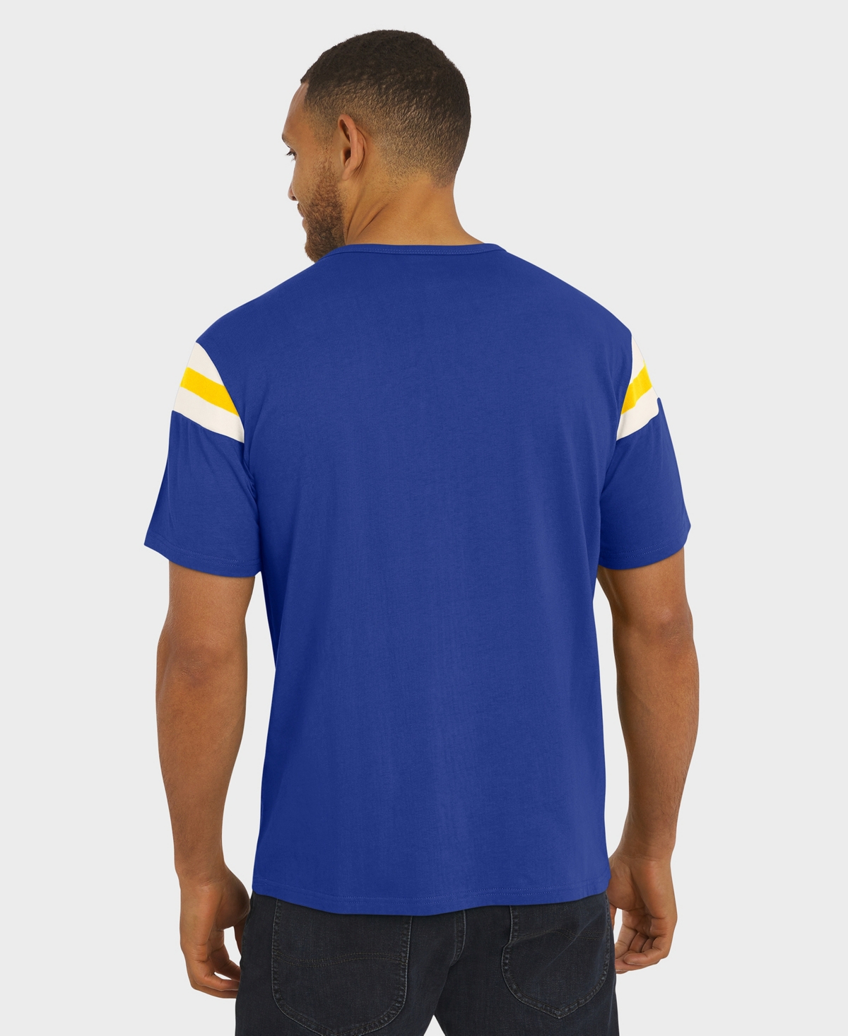Darius Rucker Collection by Fanatics Men's Royal Los Angeles Rams Football Stripe Sleeve T-Shirt