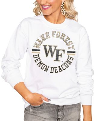 Women's White Wake Forest Demon Deacons Oversized Vintage Days Perfect Crew Sweatshirt