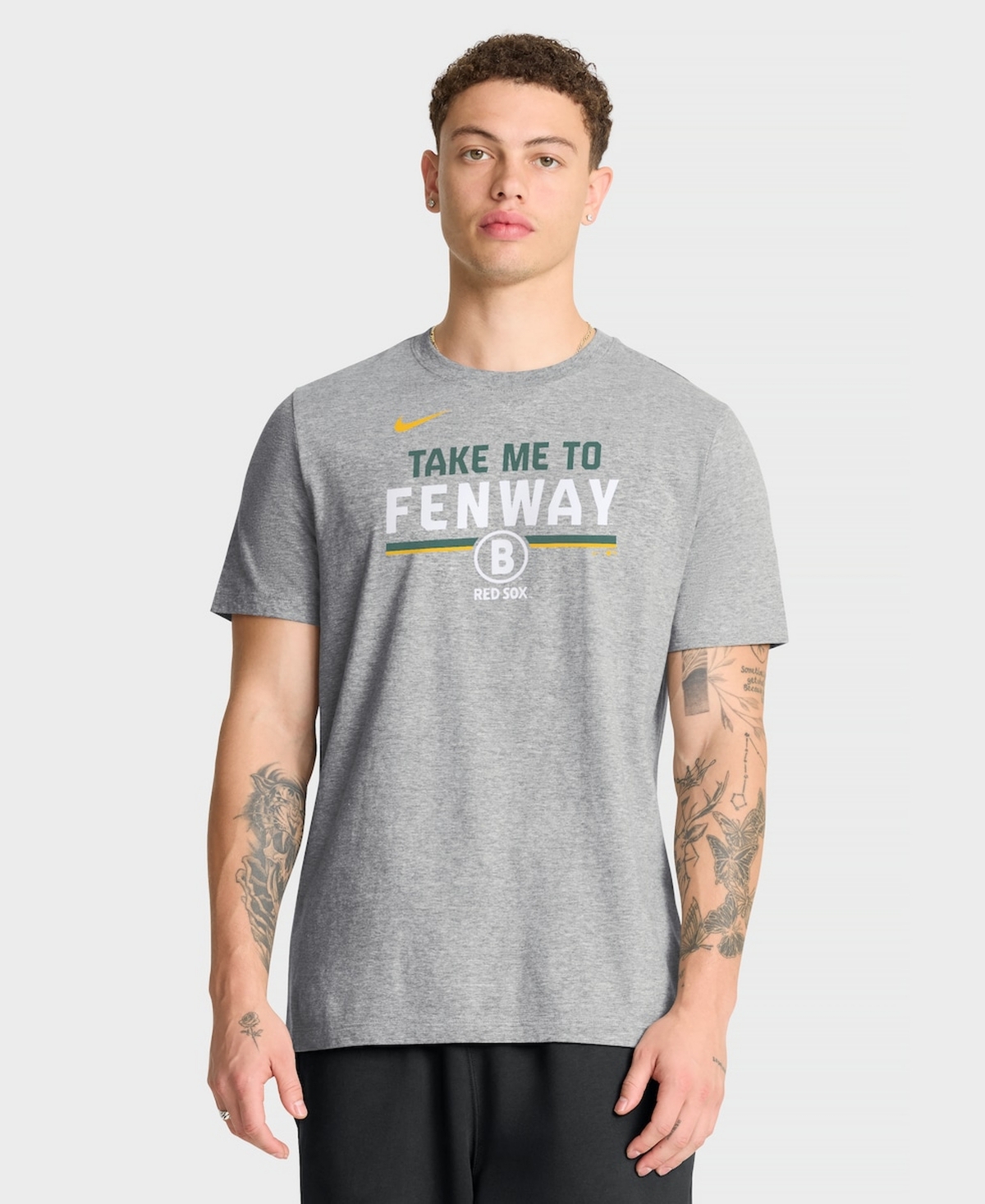 Nike Men's Heather Gray Boston Red Sox City Connect Stacked T-Shirt Team Phrase