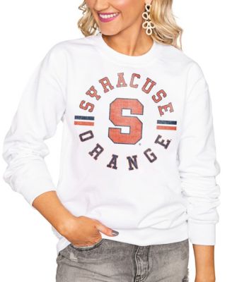 Women's White Syracuse Orange Oversized Vintage Days Perfect Crew Sweatshirt