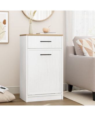 Fluted Trash Can Cabinet, Hidden Garbage Bin, for Kitchen, Dining or Living Room