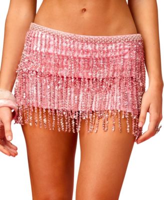 Women's Disco Barbie Sequin Fringe Mini Skort
