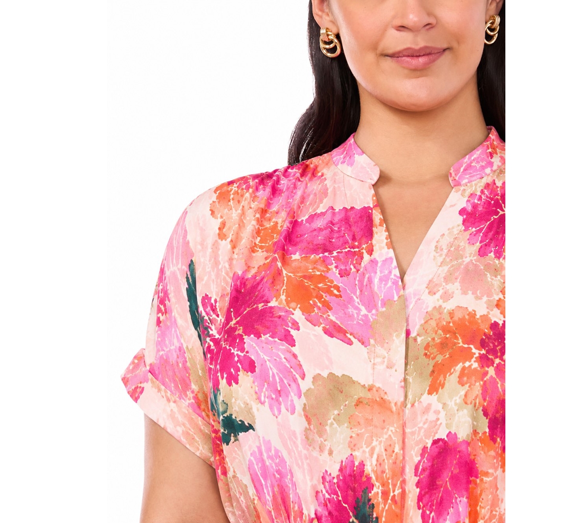 Msk Plus Size Split Crewneck Midi Dress