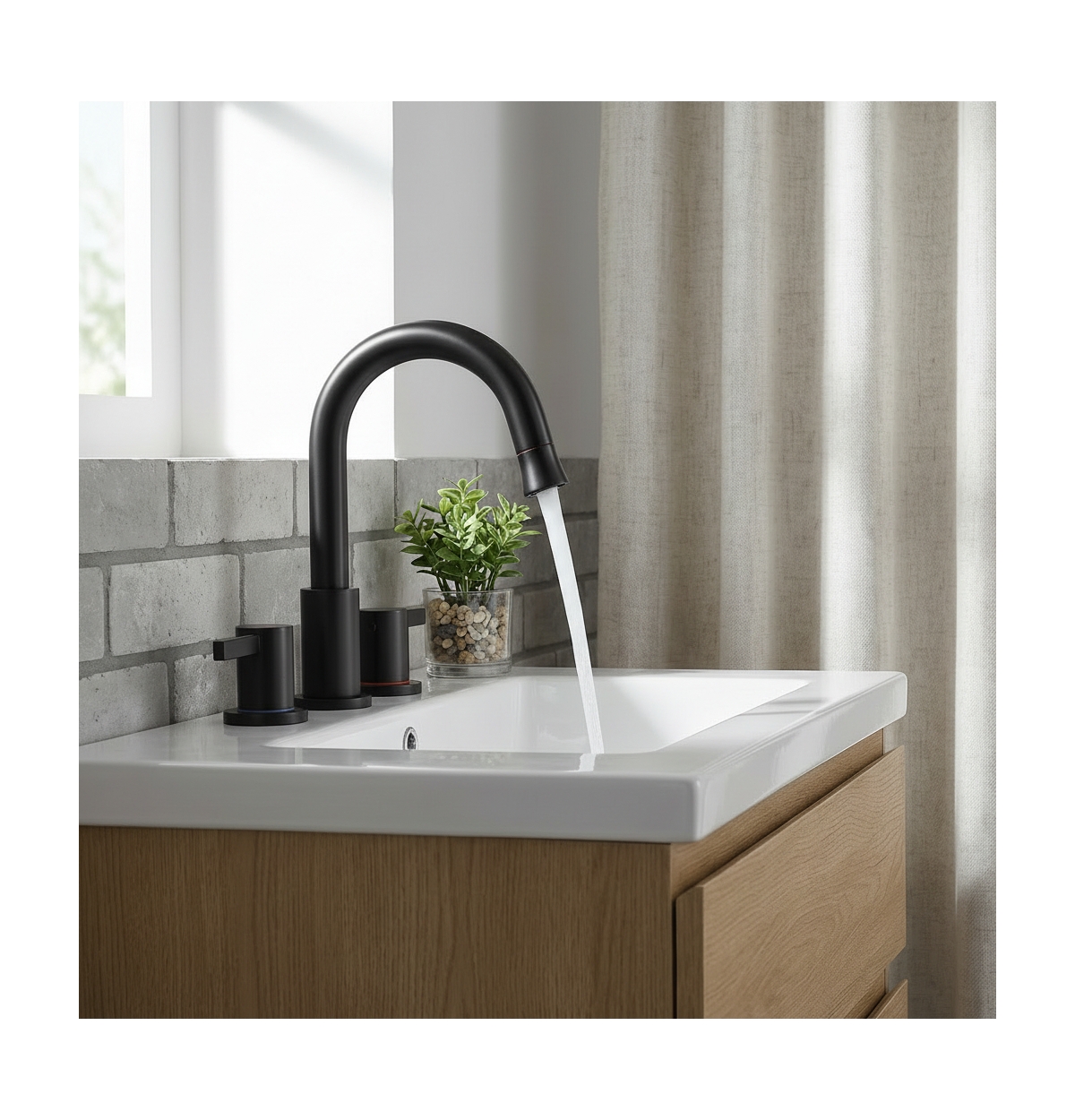 Phying 8-Inch Widespread Bathroom Faucet, 2-Handle 3-Hole with 360degree(s) Pull-Down Sprayer and Pop-Up Drain, Brushed Nickel