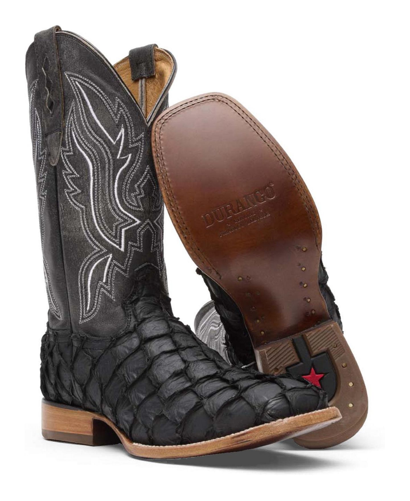 Мужские ботинки Durango Premium Exotics Pirarucu Western Boot, цвет: Матовый чёрный — фото 3