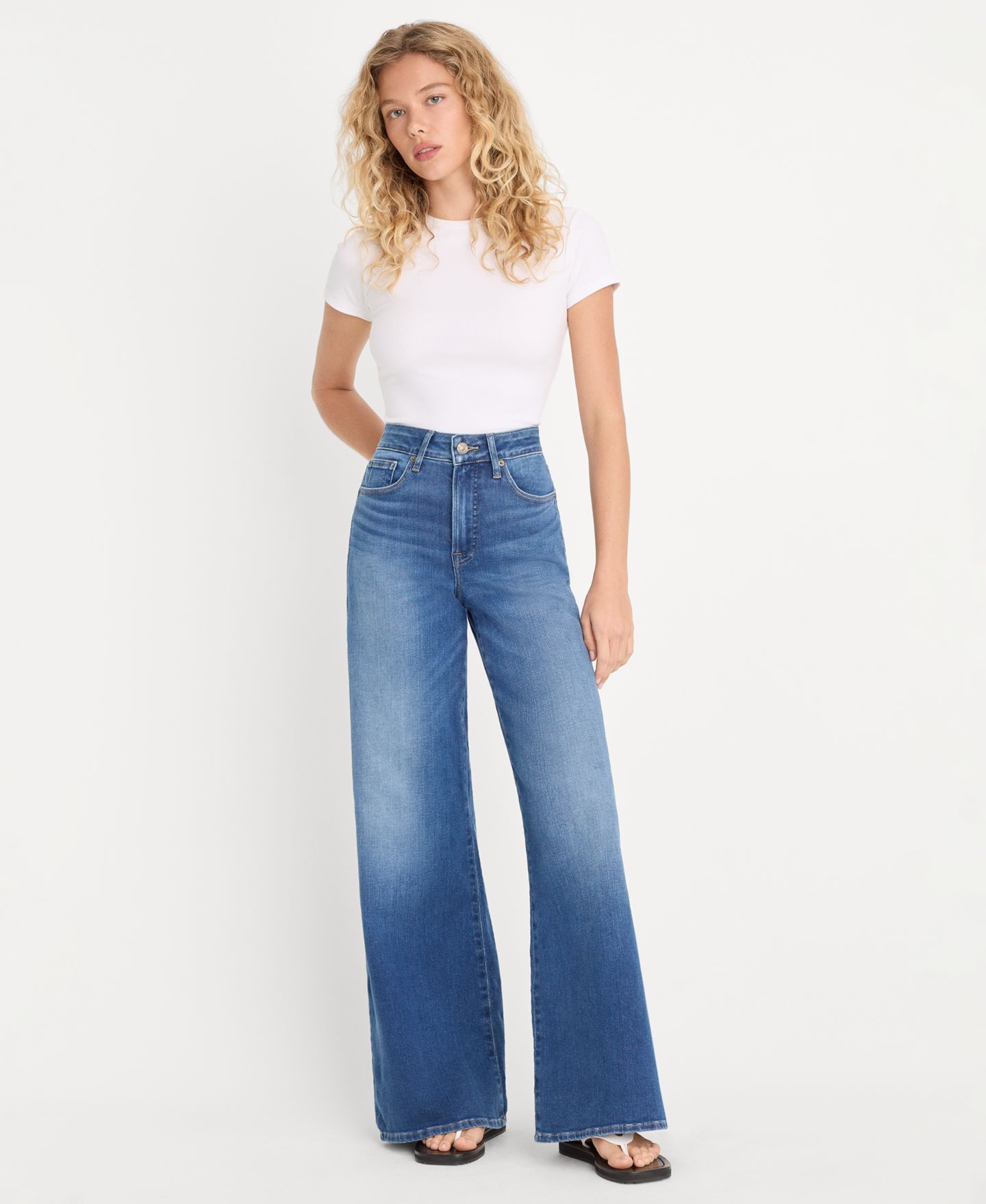 Женские джинсы Good American Petite Soft Tech Good Waist Palazzo, цвет: I1233 — фото 7