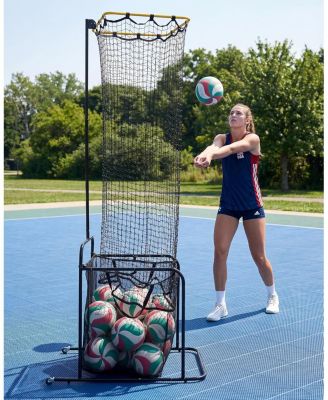 Volleyball Setter Training Net, Portable with Wheels, Adjustable Height and 5 Angles, Indoor Outdoor Practice Equipment