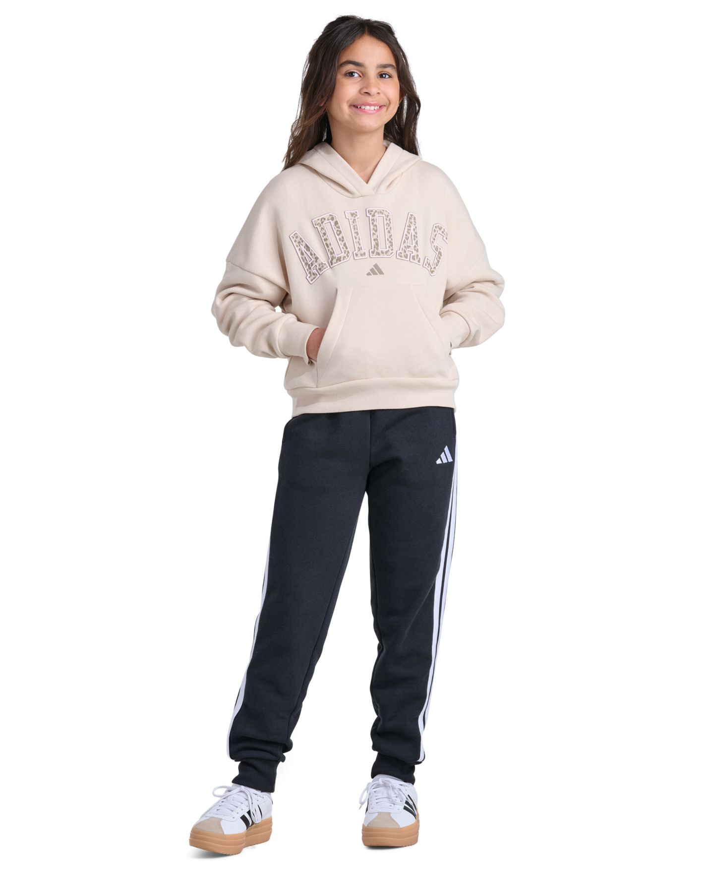 Детское худи adidas с длинным рукавом, 8-16, цвет: Льняной — фото 2
