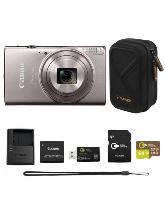 PowerShot ELPH 360 HS Digital Camera Bundle with 64GB microSD Card, SD Adapter, USB Card Reader, Slinger Hardshell Camera Case, Battery
