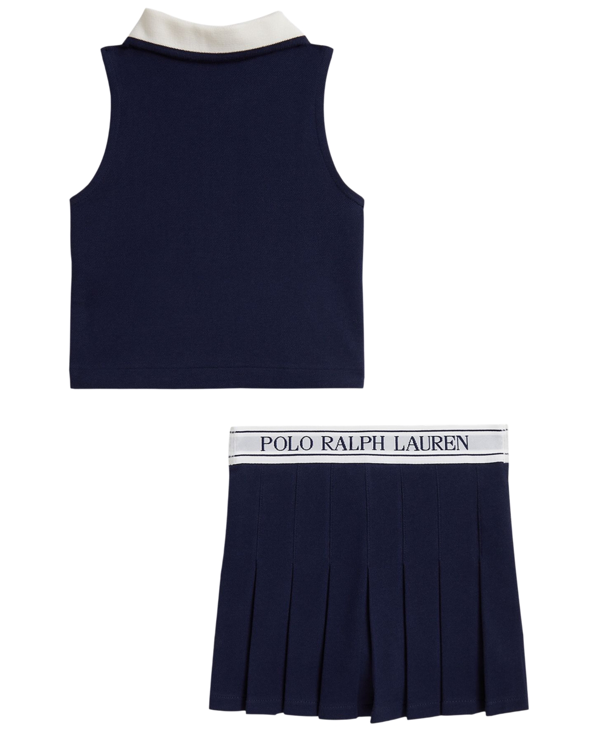 Polo Ralph Lauren Girls' 2T-6X Stretch Mesh Boxy Shirt and Skort, 2-Piece Set