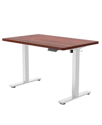 Electric Height Adjustable Standing Desk Frame with Mahogany Top
