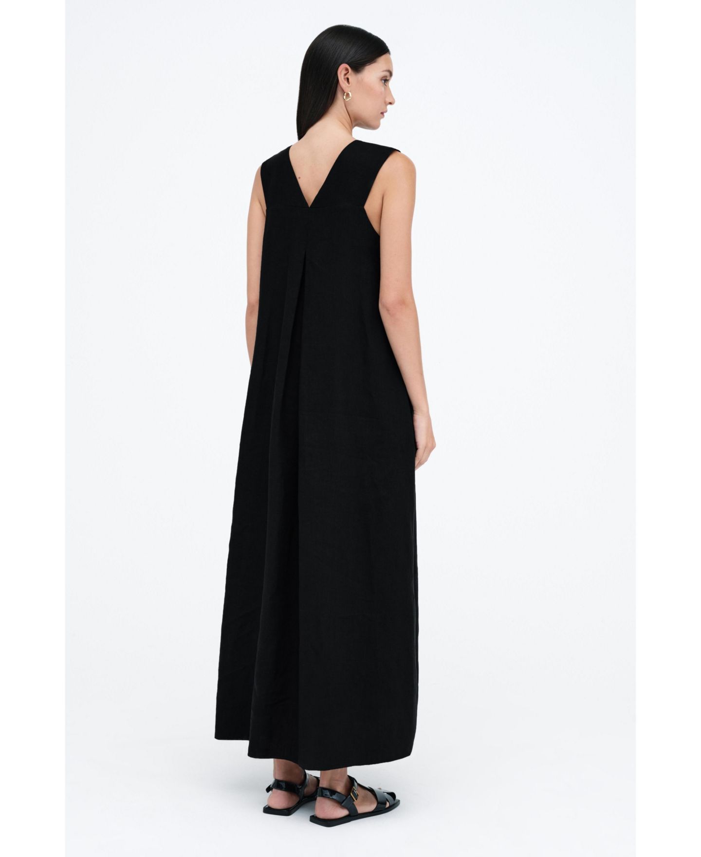 Женское платье Marcella Helena Sleeveless V-Neck Flowy Cotton Maxi, цвет: Чёрный — фото 8