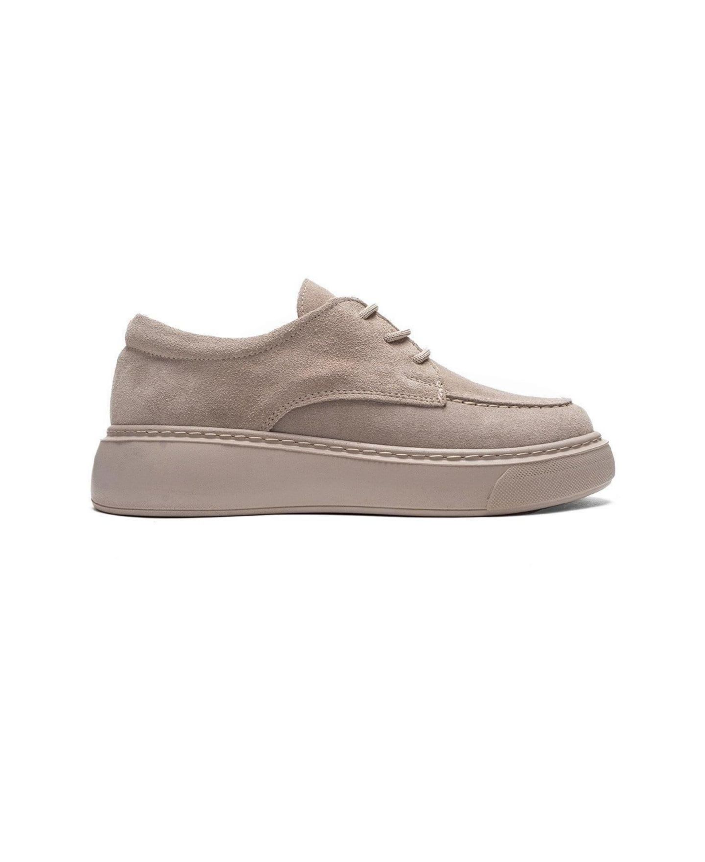 Женские кожаные кроссовки Forever & Always Shoes Mareon на шнуровке, цвет: Бежевый замшевый — фото 2