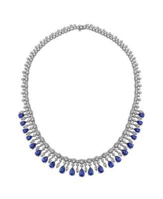 Created Sapphire & Created White Sapphire Necklace in Sterling Silver