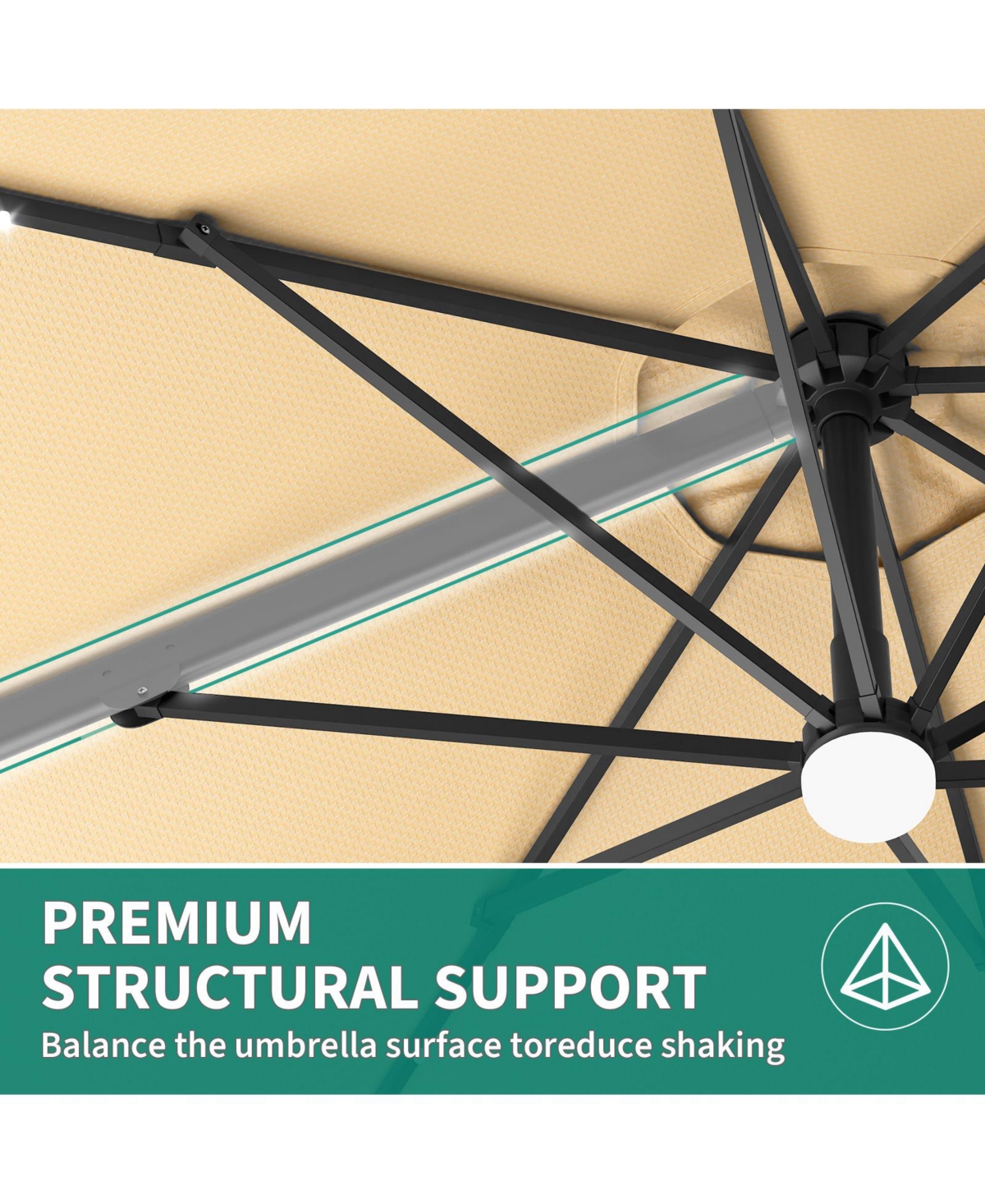 gaomon 10Feet Solar Led Cantilever Patio Umbrella, 360degree(s) Rotation, Uv Protection for Backyard, Deck