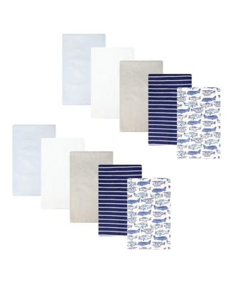 Hudson Baby Boy Cotton Poly Flannel Burp Cloths, Born To Fly - Born to fly