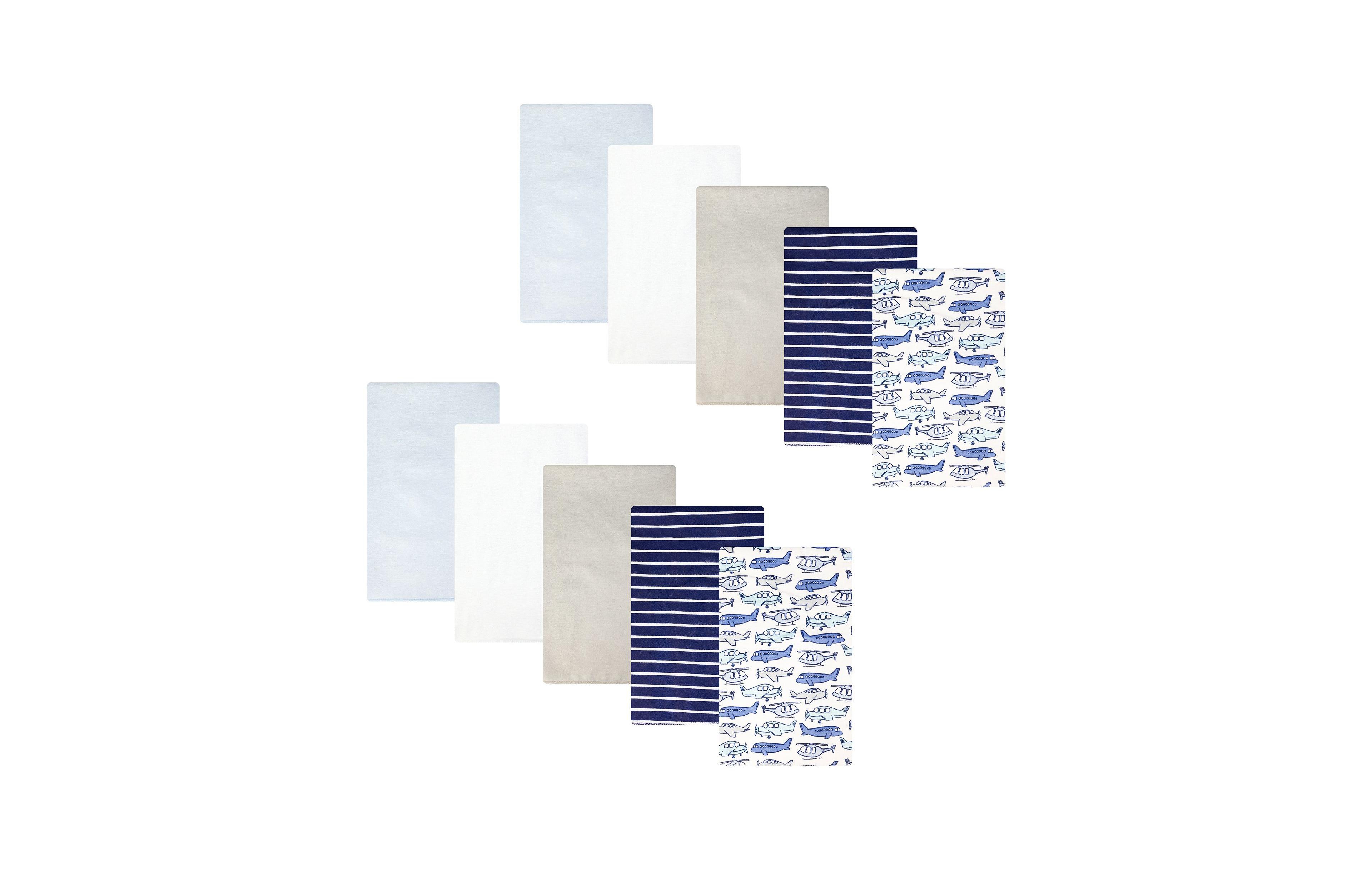Hudson Baby Boy Cotton Poly Flannel Burp Cloths, Born To Fly