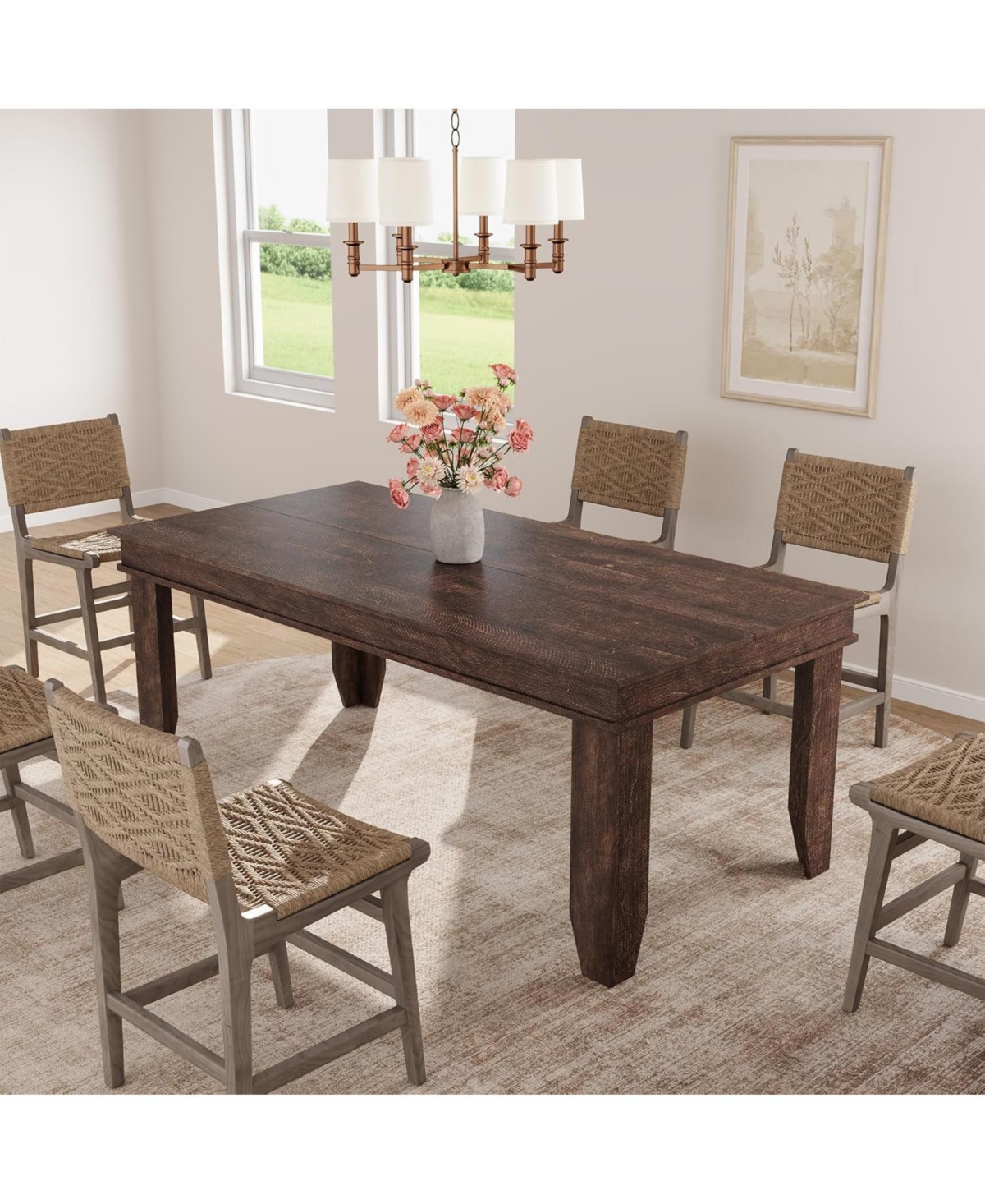 gaomon 71 in Long Kitchen Farmhouse Dining Table for Dining Room, Kitchen, 6-8 People