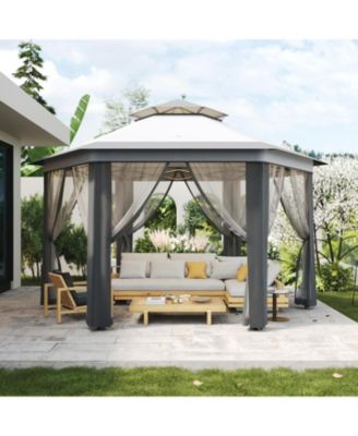 13' x 13' Hexagonal Pop Up Gazebo Canopy Shelter For Backyard, Garden, Lawn