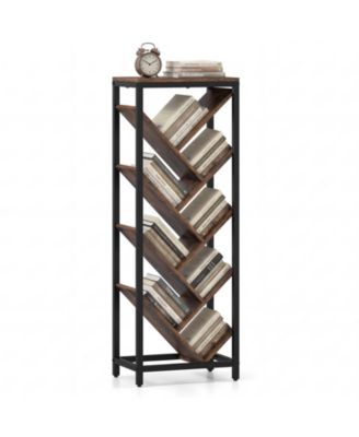 Tree Bookshelf 9-Tier Freestanding Bookcase Corner Narrow Display Shelf for Home
