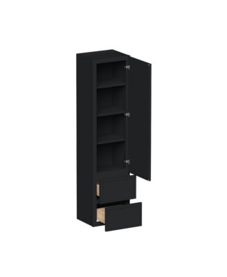 Counter Linen Cabinet, Ready to Assemble Kitchen Cabinet with Solid Wood Frame, Soft-Close Slides and Hinges