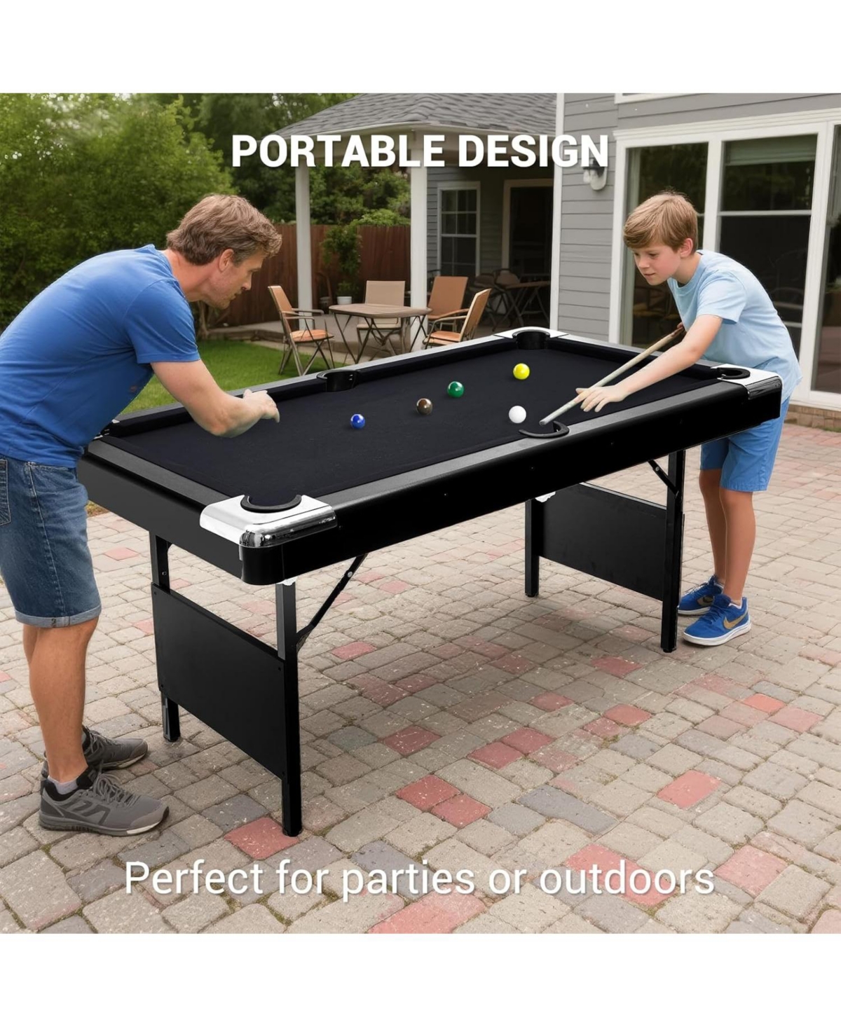 Xo Folding Pool Table, Portable Billiards Table Set with Accessories
