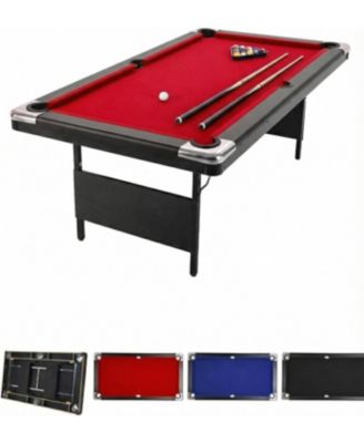 Folding Pool Table, Portable Billiards Table Set with Accessories, Height Adjustable Compact Design for Home Game Room Basement