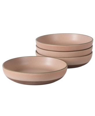 William Crest 4 Piece Dinner Bowl Set, 8.5 inch Round Reactive Stoneware Bowls, Large Soup, Pasta & Salad Bowls