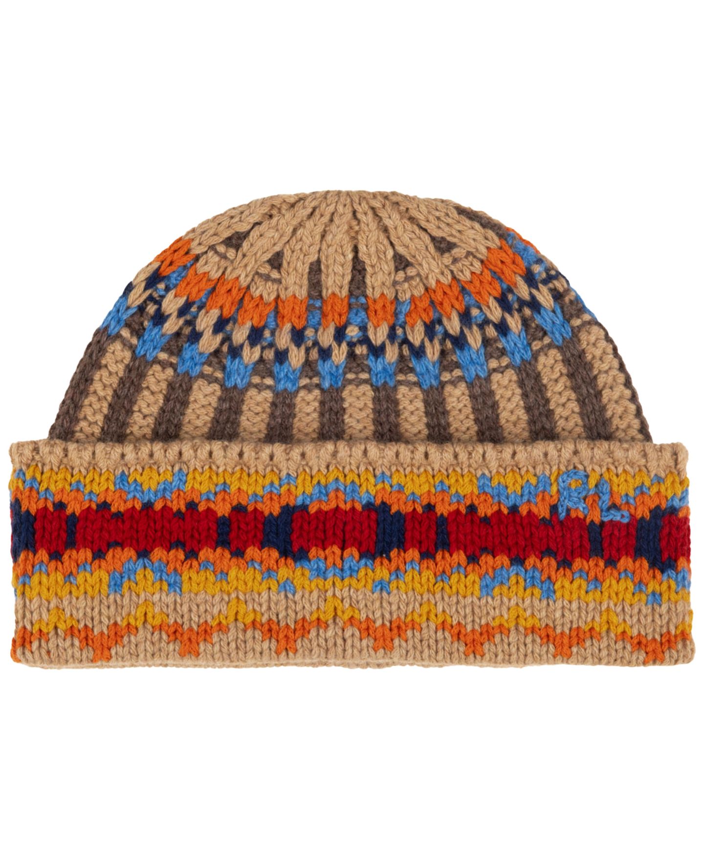 Мужская шапка Polo Ralph Lauren Geo Rib Beanie Hat, цвет: Рыжевато-коричневый разноцветный — фото 1
