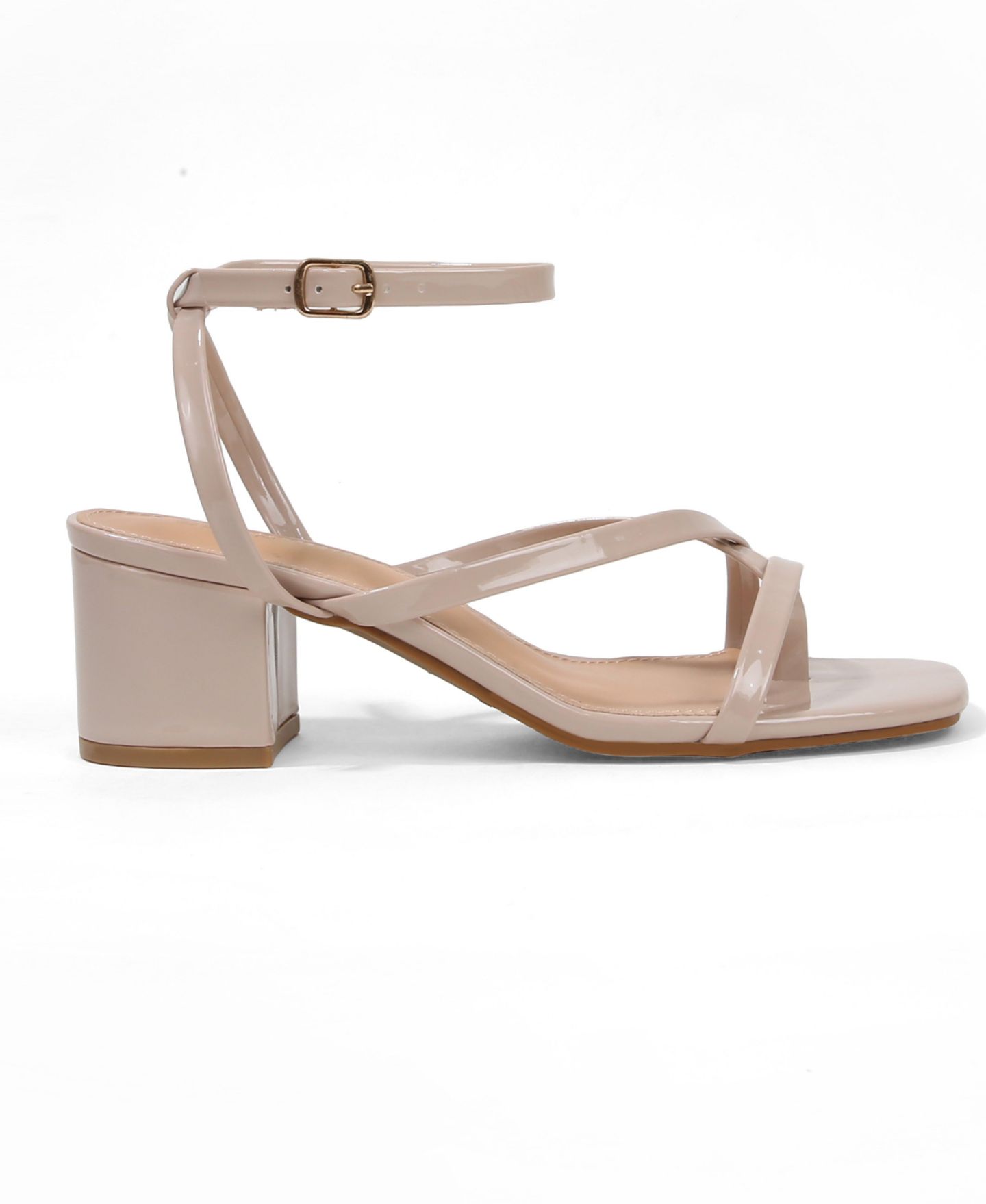 Женские сандалии BERNESS Elara Minimal Thong Block Heel, цвет: Бежевый — фото 2