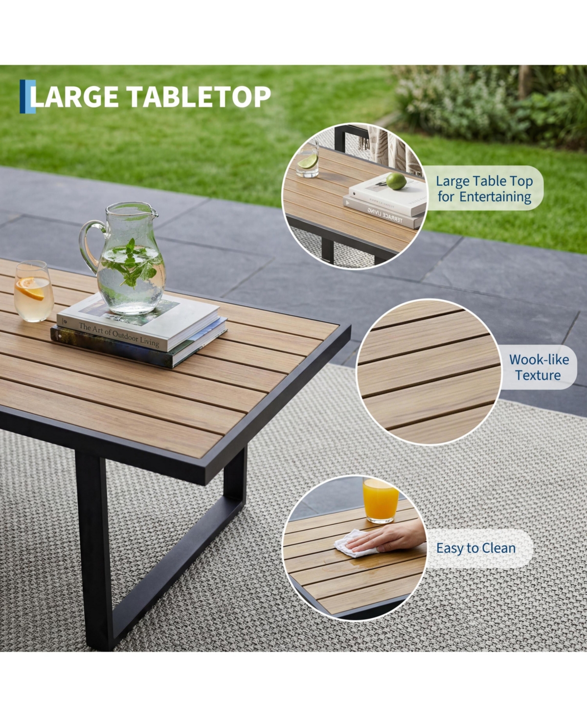 homfan Outdoor Patio Conversation Set with Coffee Table Thick Washable Cushions and Deep Seating for Garden or Deck