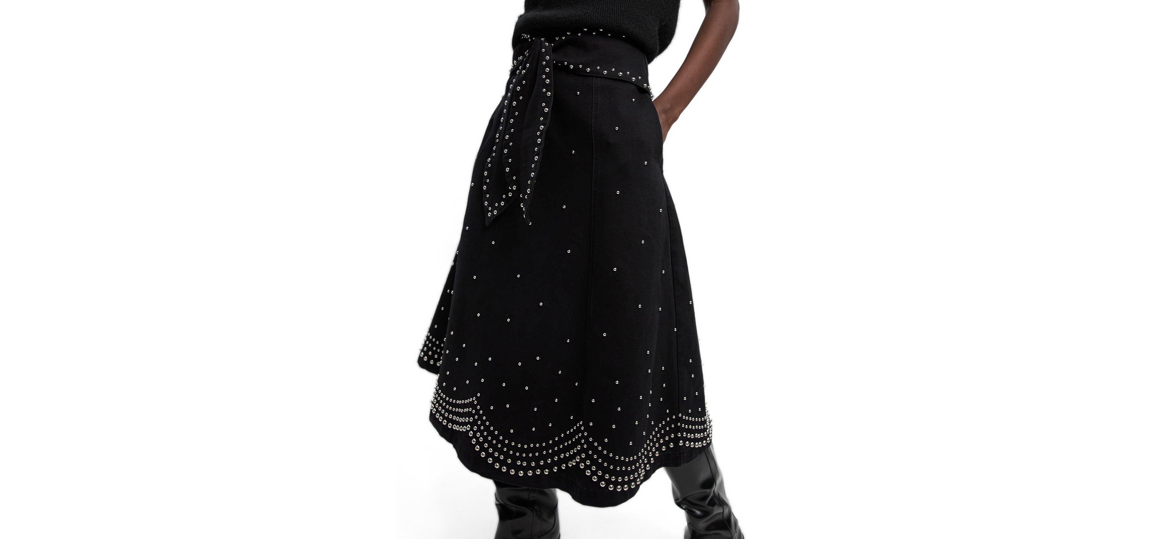 Karen Millen Women's Studded Tie Belt Midi Skirt