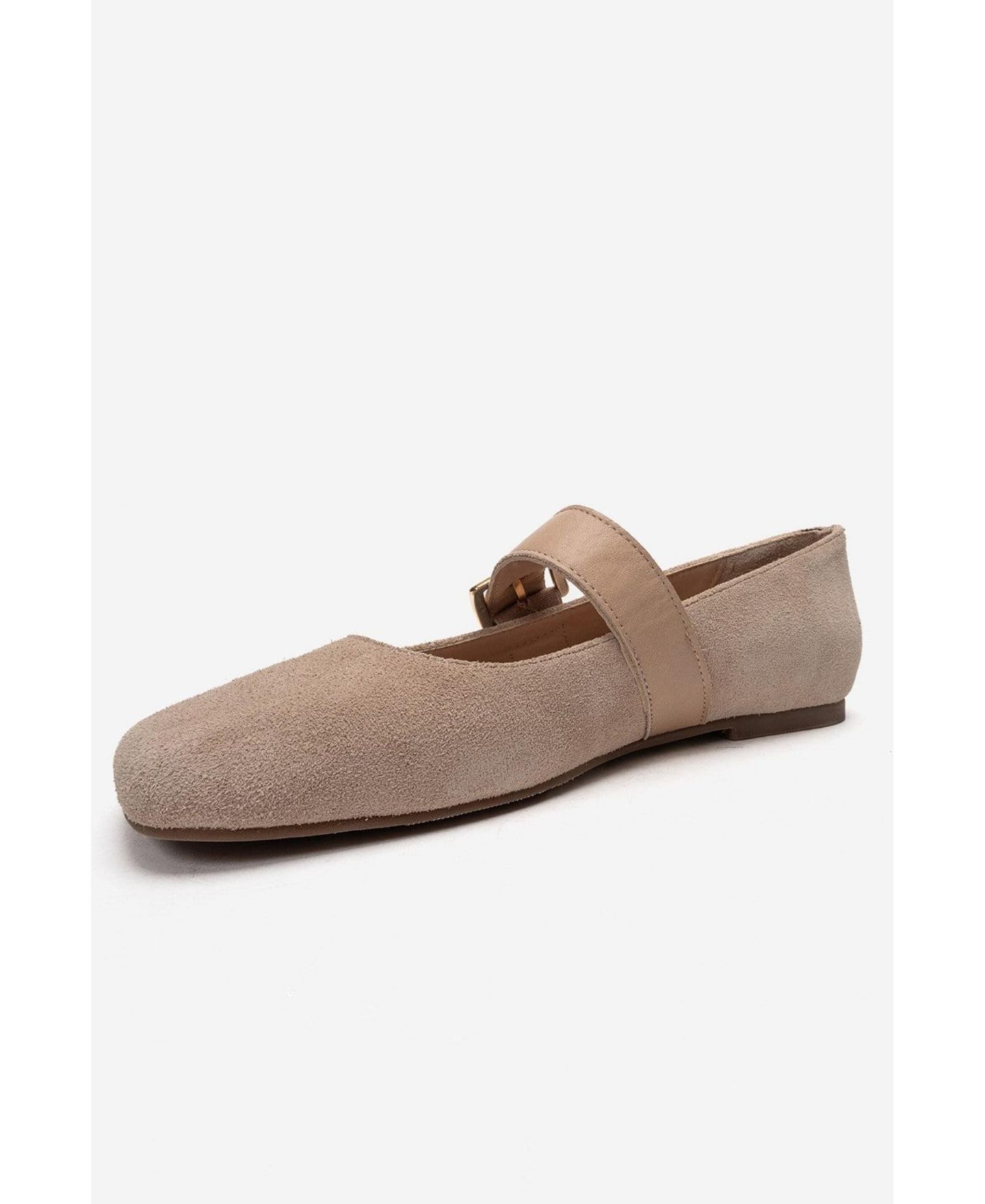 Женские кожаные балетки Forever & Always Shoes Jonas, цвет: Бежевый замшевый — фото 7