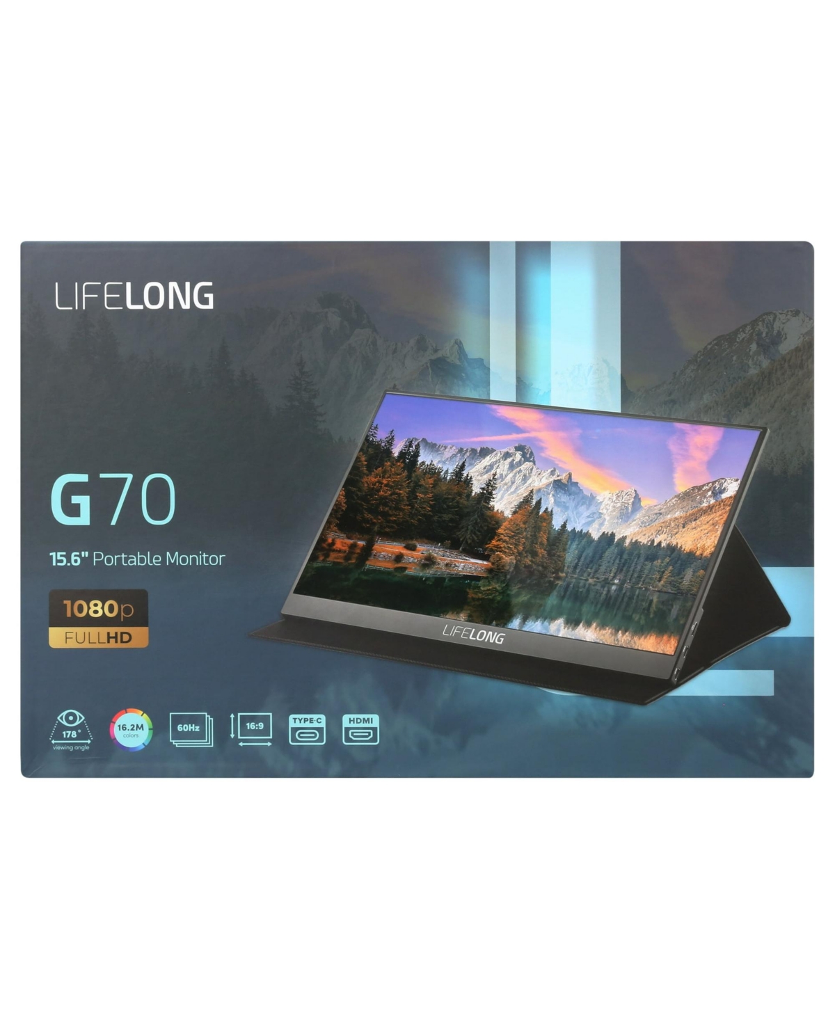 Lifelong 15.6 Portable Monitor G70 1080P Full Hd Ips Usb-c Hdmi Ultra Slim Lightweight Travel Display Hdr Second Screen