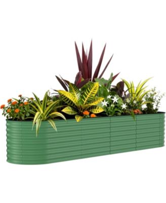Galvanized Raised Garden Bed, Metal Planter Box for Vegetables Flowers Herbs, Rust-Resistant Outdoor Garden Bed for Backyard Patio