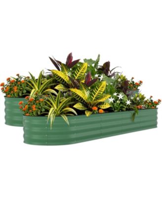 2-Pack 8x2x1.5FT Galvanized Raised Garden Bed, Metal Planter Boxes for Vegetables Flowers Herbs, Rust-Resistant Outdoor Garden Beds