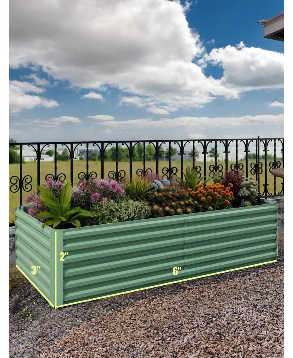 Xo 2-Pack 6x3x2FT Galvanized Raised Garden Bed, Deep Metal Planter Boxes for Vegetables Herbs Flowers, Outdoor Gardening Kit