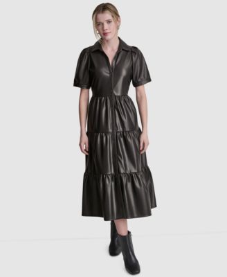 Women's Button-Front Tiered Dress